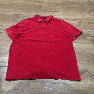 Polo Ralph Lauren Red Cotton Polo Button Up Shirt